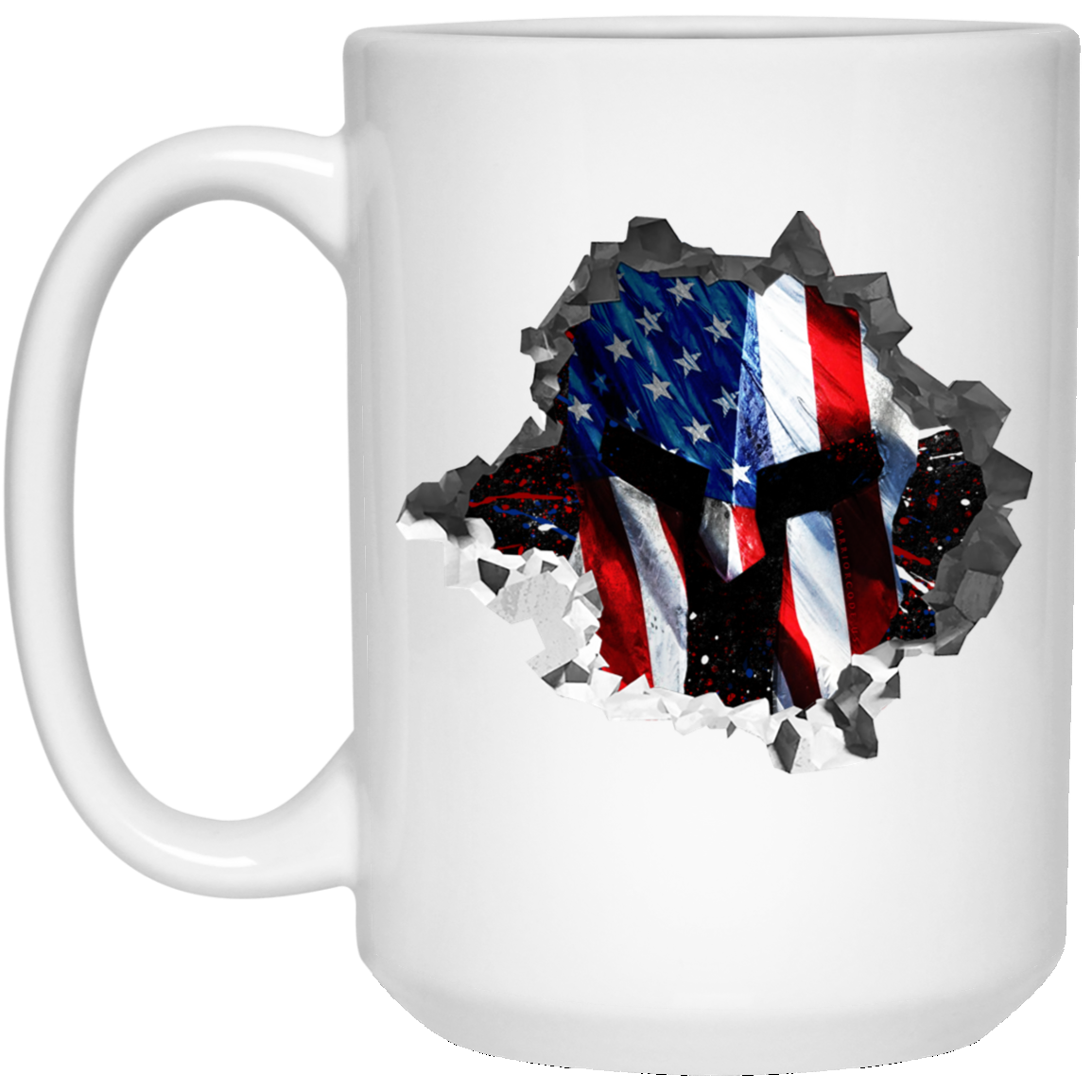 Patriotic Coffee Mug with Flag covered Spartan Helmet